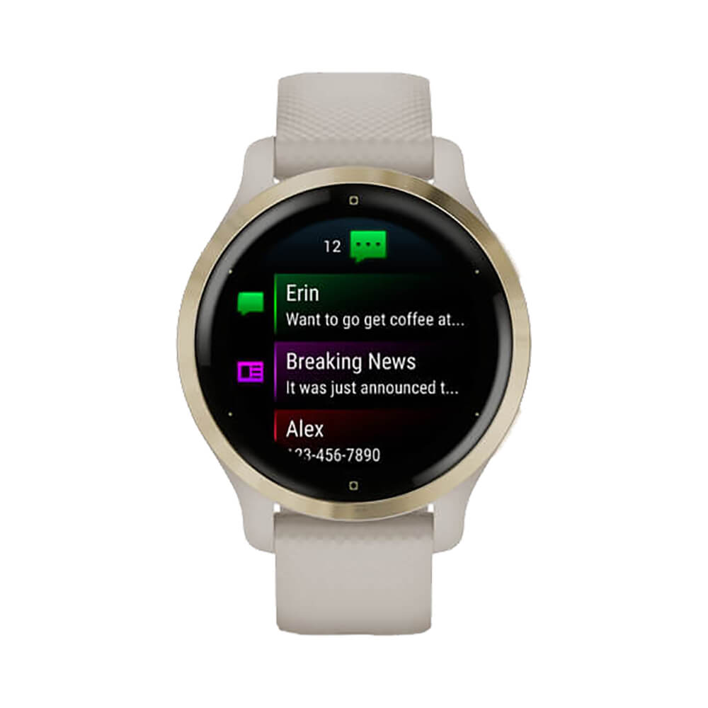Часы Garmin Venu 2S песочного цвета с золотистым безелем
