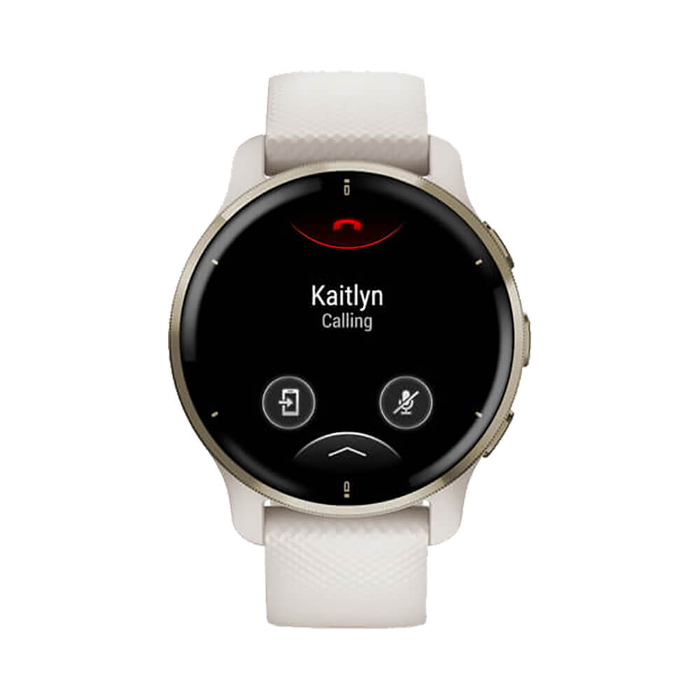 Часы Garmin Venu 2 Plus цвета слоновой кости с безелем цвета кремовое золото и силиконовым ремешком
